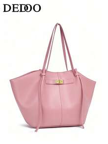 Dedoo Fashionable Large Capacity Trapezoid Design Handbag, Designer Luxury PU Leather Shoulder Bag, High-Quality Underarm Bag - Pink - View 3