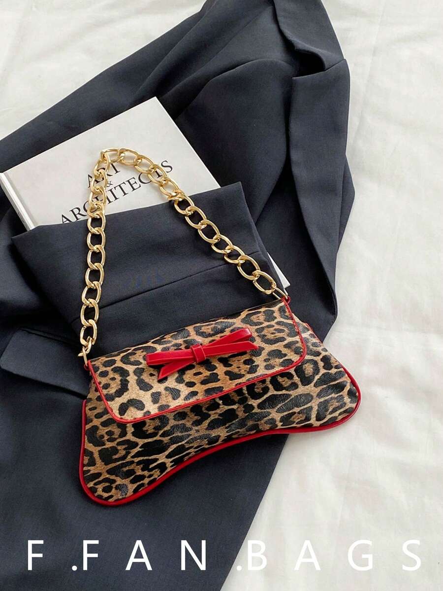 Túi xách F.FAN.BAGS, kiểu dáng tối giản hiện đại, họa tiết da báo phối màu tương phản. Túi xách gấp gọn, túi đeo chéo, túi đi làm, thích hợp cho các hoạt động ngoài trời, mua sắm, công sở, tụ họp, hẹn hò, những chuyến đi ngắn, v.v. Màu sắc: Đỏ đô. - Đỏ - Xem 1