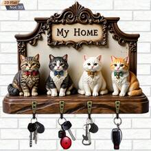 Charming 2D Wooden Key Holder With Colorful Owl And Heart Design - "Home" Wall Decor, 4 Metal Hooks, Farmhouse Style, Suitable For Entryway, Porch Or Room Decor, Seasonal Home Decor, Home Accents - A - View 13