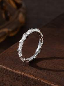 1枚简约休闲铜镶锆石全铺镶女士戒指，日常佩戴及节日礼物 - 彩色 - 查看 10