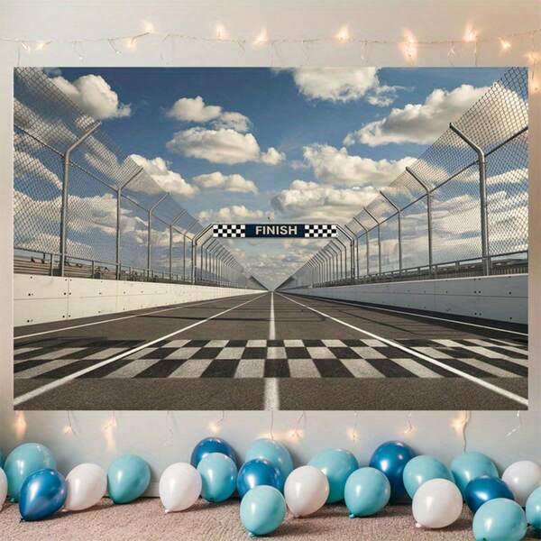 8x6 英尺涤纶横幅，适用于赛道终点线 - 多功能装饰，适用于派对、家庭和花园庆祝活动以及工作室背景 | 提供多种尺寸。