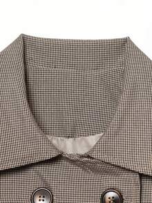 精致格纹短袖上衣，春夏款 - 咖啡棕 - 查看 3