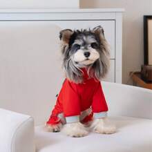 Quần áo thú cưng, trang phục cho chó, bộ đồ bốn chân chống thấm nước có khóa kéo, đồ thể thao cho chó, hàng mới về từ châu Âu và Mỹ, đồ mặc nhà thường ngày mùa xuân/hè, bộ đồ có khóa cài dây xích, quần áo chống nắng, bộ đồ chống thấm nước. - Đỏ - Xem 7