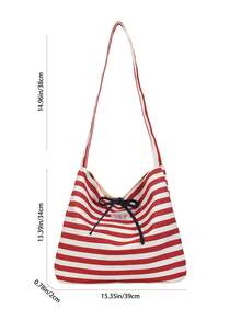 Estilo minimalista versátil y casual. Bolso de bandolera clásico de gran capacidad a rayas, modelo 2026 para mujer - Rojo - Ver 3