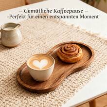 1件手工木制甜点盘，红木托盘，多功能耐用，轻巧的木制餐具，适用于早餐、咖啡、茶、小吃、摆放植物和室内装饰。完美的母亲节礼物，适合居家、酒店、户外使用。 - 原木色 - 查看 13