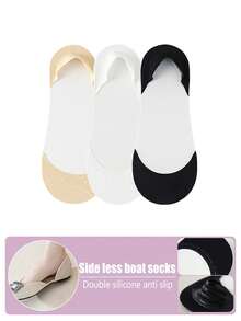 1/3/4/6 Pairs Women's Colorful No-Show Boat Socks, Thin Invisible Socks, Minimalist, Non-Slip, Suitable For Pumps And Shoes, Spring/Summer/Autumn - Multicolor - View 8