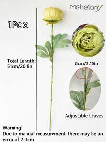 MEHELANY 5支20.1英寸绿色仿真牡丹花，塑料花茎，复古牡丹仿真花，丝绸花束，适用于房间装饰、花瓶、DIY婚礼、派对中心摆件、母亲节、情人节、生日礼物、人造花卉装饰、春夏户外派对用品 - 綠色 - 查看 7