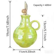 釉下彩陶瓷草莓油壶 & 珍珠梨形油壶，带可拆卸壶嘴，防漏酱料/醋瓶，适用于厨房、餐厅、酒店调味罐 - 彩色 - 查看 13