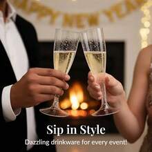 10/20/25/30/50/100-Piece Set Of Transparent Champagne Glasses, 130ml/4.5-Ounce Reusable Clear Champagne Flutes, Durable And Elegant Champagne Cups, Suitable For Weddings, Cocktail Parties, Holidays, Christmas And New Year - View 9