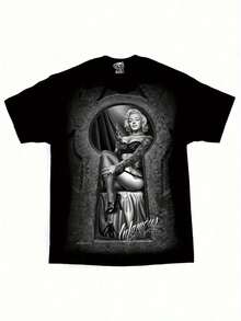DGA David Gonzales Lowrider Art-Shirt - Black Vintage Tattoo Design With Floral & Female Figure,% Cotton Regular Fit Casual Tee Men & Women, Washable, All-Season Comfort, Casual Wear| Vintage Tattoo Design| Durable Print WXP7 - 黑色 - 查看 8