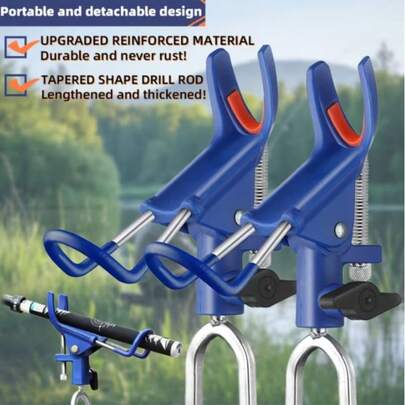 Upgraded Shore Fishing Rod Holder, Ground Fishing Rod Stand, Thickened Nylon, Reinforced Ground Spike, Anti-Slip Silicone, Foldable Fishing Equipment, Suitable For Fishing Ponds, Rivers, Lakes And Other Fishing Scenarios