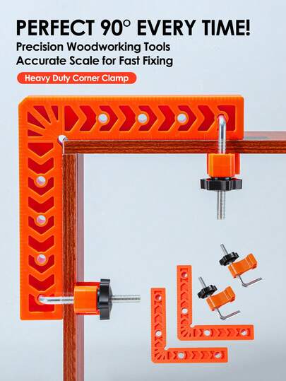 4Pcs 90 Degree Positioning Squares Clamping Square Set - Professional Woodworking Tools Corner Clamp - Cabinet Hardware Jig Right Angle Ruler Hand Tool For DIY Furniture Assembly