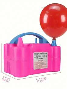 Bomba de globos eléctrica portátil con boquillas dobles para decoraciones de fiestas, CA 110V-120V, liviana y fácil de usar, diseño rosa y azul, incluye modos manual y automático para inflar globos rápidamente. - Ver 7