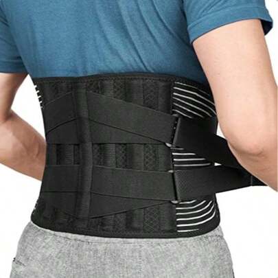 FREETOO Lumbar Support Belt, Lumbar Support And Back Pain Relief, 4 Springs, Double Adjustable Strap For Men And Women, XL, Black