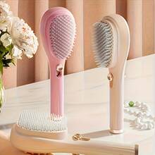 Retractable Hair Comb, Suitable For Normal Hair, With Scalp Massage Function - Detachable 360 ° °   Rotates, Scalp Massage Promotes Hair Health, Electrostatic Stretch Length Suitable For All Hair Types - Lightweight Plastic Comb Teeth - 米色 - 查看 1