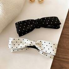 2pcs/Set Girls Polka Dot Bow Banana Hair Clips, Cute Minimalist Twist Hair Accessories - Multicolor - View 7