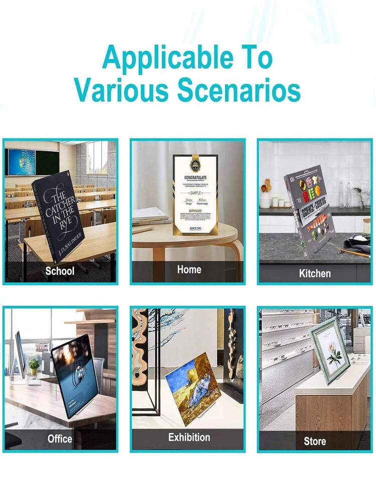 5 قطع من رف الكتب الشفاف للطاولة، حامل كتب أكريليك بسيط، حامل عرض للكتب والهواتف المحمولة، رف عرض للميداليات والكتب، رف تخزين ديكوري، يستخدم لعرض الأعمال الفنية والكتب والدفاتر والعناصر الصغيرة الأخرى - متعدد الألوان - مشاهدة 4