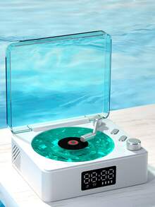 Retro Vinyl Record Player Shaped Wireless Bluetooth Speaker With Digital Display, Clock, Ambient Light, White Noise Modes, And Support For TF Card Playback - View 12