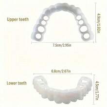 1pc New Upper And Lower Teeth Simulation Braces, Teeth Whitening Silicone Dentures, Smile Dentures,Second-Generation Silicone Artificial Teeth Dentures For Whitening - White - View 13