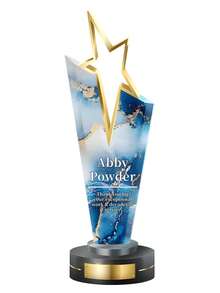 1pc Personalized Acrylic Star-Shaped Award Medal, Unique Employee Recognition Gift, Customizable Text, Custom Company Appreciation Trophy, Employee Award Plaque, Retirement Or Thank You Gift For Staff And Management - Multicolor - View 9