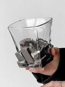 1 pieza Vaso de cristal para cóctel de 10*8.7cm, edición limitada, artístico, vaso de lujo creativo, copa de cristal, vaso de whisky de alta gama, color plateado espacial - Multicolor - Ver 6