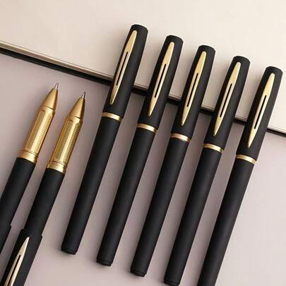 1 Set Black Gel Rollerball Pens, Large Capacity Gel Rollerball Pens, With 1.0mm Wide Tip, Suitable For Business, Office, Signature, School Calligraphy Practice And Daily Writing