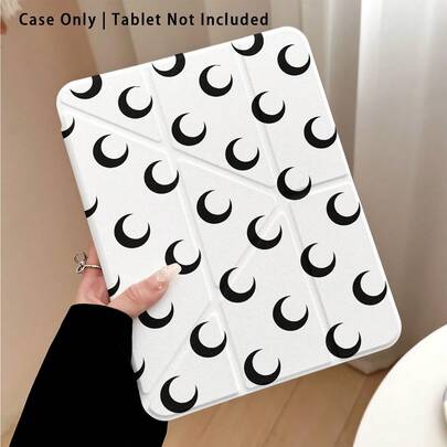 新月彩绘亚克力水晶平板电脑保护套，带支架，兼容三星A9/A9+/S9/S9FE/A11/A11+/S11/S10 FE/S10 FE+/S10 Lite、苹果Air 5/6、荣耀、Matepad等热门机型。可折叠，硅胶加固边角，自动唤醒/睡眠功能，笔槽设计，多角度支架——完美日常保护，节日送礼佳品。