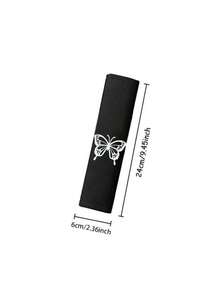 1/2pcs Black & White Butterfly Pattern Car Shoulder Pad Cover, Soft & Breathable - Butterfly Pattern Shoulder Pads - View 2