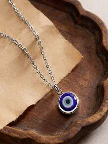 Minimalist Casual Blue Eye Pendant Necklace, Versatile Daily & Holiday Wear For Women And Men - Multicolor - View 4