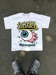 Unisex, Gender-Neutral Style-Tween Girl Cotten Clothes,Y2K-Inspired Letter Print T-Shirt - Casual Crew Neck, Short Sleeve, Machine Washable - Perfect For Spring/Summer/Fall,Fashion, Streetwear, Unisex, Men, Women - 白色 - 查看 2