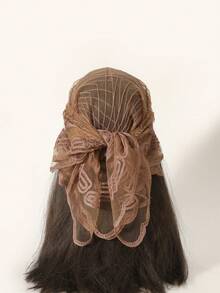 1pc Women's Embroidered Geometric Pattern Lace Trim Scarf, Casual Versatile Bandana - Multicolor - View 21