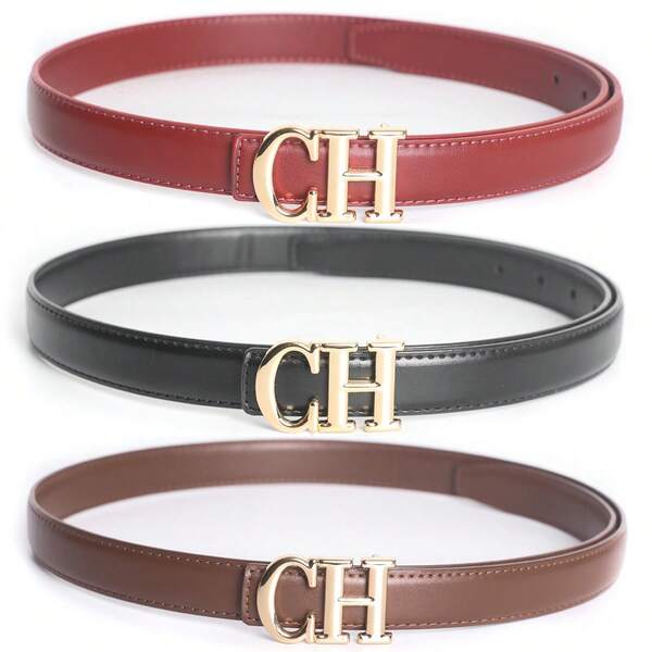 ECHAIN 3 Packs New Women's Belts, High-Quality Letter Buckle, Fashionable And Versatile, Can Be Paired With Jeans And Suit Pants. Suitable For Summer, Autumn, Halloween And Other Occasions.