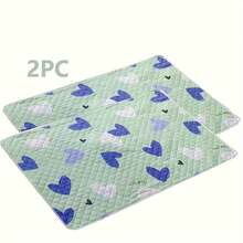 2片装可重复使用宠物笼垫 - 3种图案可选（绿蓝爱心/粉红爱心/蓝色恐龙），防水耐用可水洗涤纶底垫，尺寸27.6 x 19.7英寸，适用于仓鼠、兔子、豚鼠、松鼠、猫、狗和爬行动物 - 多功能可水洗笼垫、宠物床，趣味图案设计 - 彩色 - 查看 10