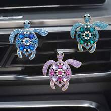 1/2/3pcs Alloy Rhinestone Colorful Gemstone Turtle Car Air Vent Clip Decor, Cute Car Interior Fragrance Clip - Multicolor - View 20