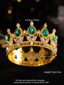 Elegant Gold Royal Style Crown, Inlaid With Pink Teardrop Gems, Suitable For Attending Balls And Formal Occasions,Summer,Beach,Wedding,Festival,Birthday - Multicolor - View 19