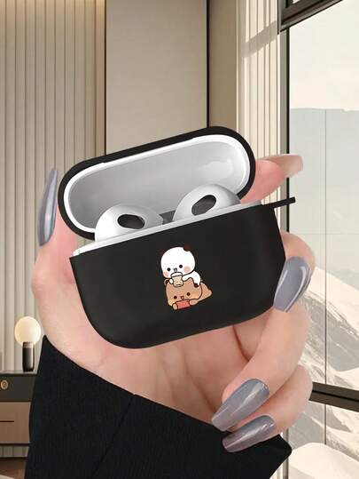 1个可爱卡通熊图案耳机保护套，哑光质感，时尚百搭，适用于 2/3/4/Pro/Pro2/Pro3，生日、节日送给家人、朋友和自己的理想礼物。