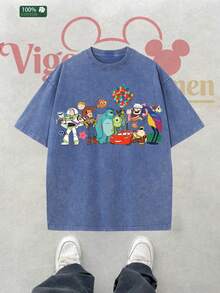 Disney Pixar All-Star Characters Vintage Wash T-Shirt - Royal Blue - View 2