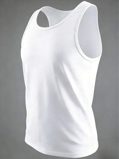 Men's Summer Sports Tank Top, Quick-Dry, Moisture-Wicking, Breathable Fabric, Suitable For Outdoor Activities, Fitness, And Versatile Occasions