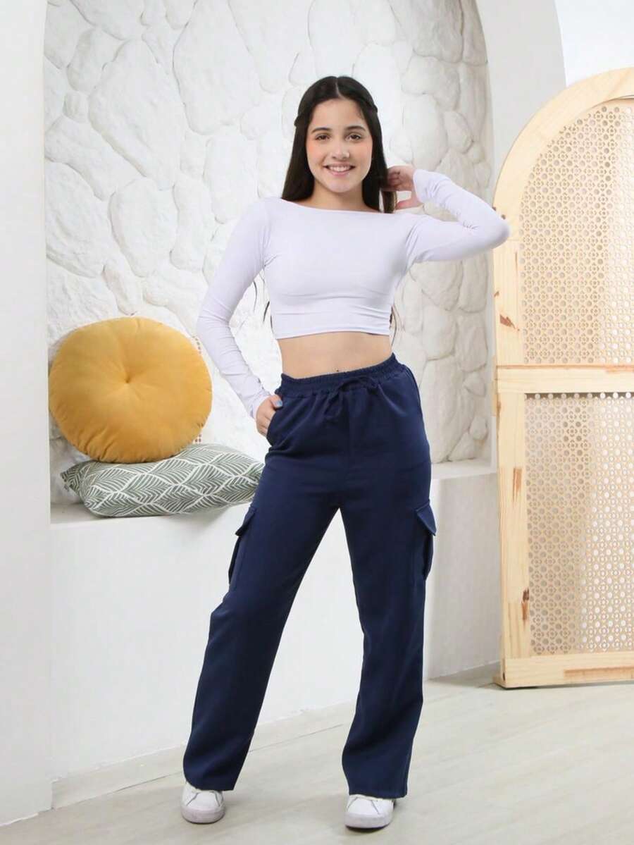 Girls' Tailored Trousers, Sizes 4 To 16, Fashionable For Little Bloggers - Blue - View 1