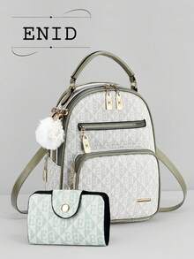 Fashionable New Stylish Small Backpack, Spacious Women's Outdoor Backpack, Casual Versatile Mommy Bag, Multi-Function Shoulder Crossbody Bag Set - Baby Blue - View 7