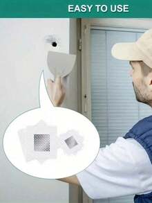 1/5片装石膏板修补铝合金补片，玻璃纤维网覆盖镀锌板，石膏板孔洞填充金属补片，带自粘网状延伸片 - 方形 - 查看 5