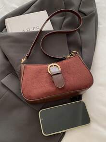 女士大容量时尚单肩斜挎包，小方包 - 咖啡 - 查看 10