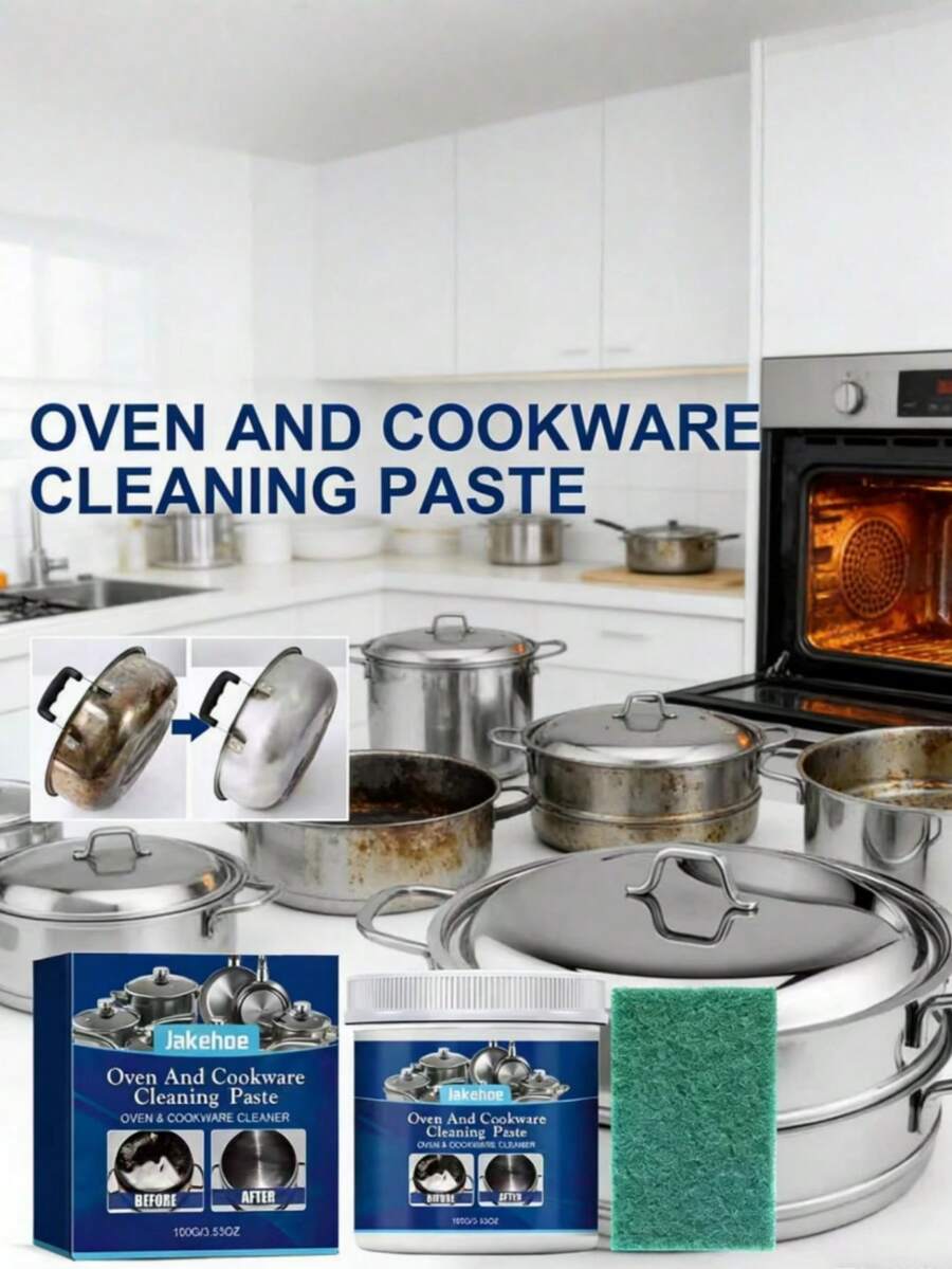 Stainless Steel Cleaning Paste, Kitchen Cookware, Oven Hood Heavy Grease Remover, Rust Removal Cleaning Paste - Multicolor - View 1