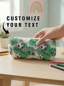 1pc Customized Name Rhombus Round Pencil Case, Can Be Customized According To Your Unique Design, Perfect For Children To Store Pencils, Print Your Own Name Or Print Your Sister's And Classmates' Names As Gifts For Them - Multicolor - View 5