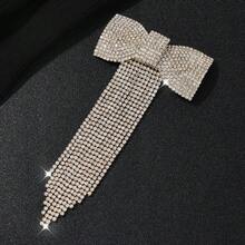 1/2PCS Luxury Crystal Bow Hair Barrette Rhinestone Bow Tassel Hair Clip - Multicolor - View 4