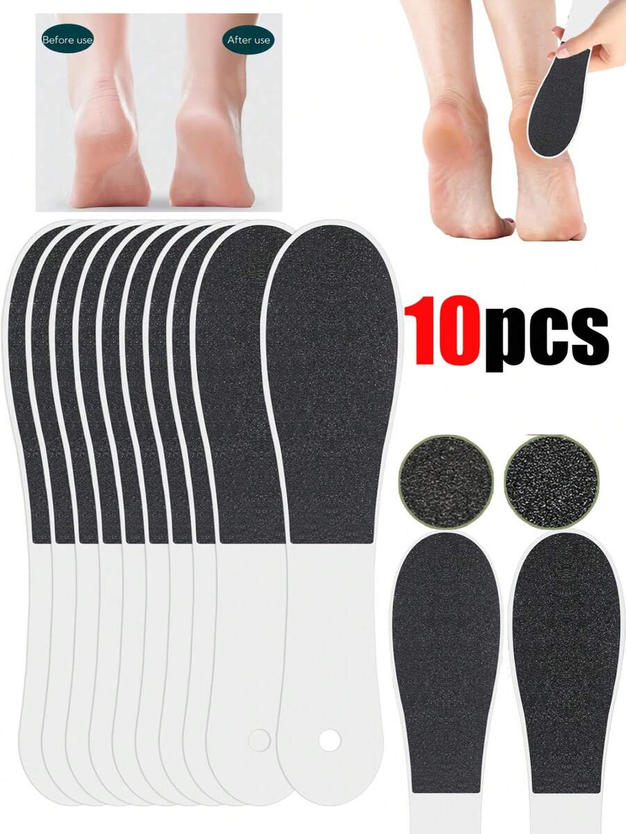 10pcs Double-Sided Foot Files, Designed With Coarse And Fine Sandpaper On Both Sides, Can Be Reused To Remove Dead Skin, Cracks, And Calluses On The Feet, Foot Care Tool, Foot Polishing And Rubbing Strips, Suitable For Men And Women (10/6/1pc) - Multicolor - View 1