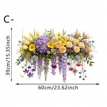 1/4片装花藤静电玻璃窗膜，悬挂式花篮贴纸，可移除花卉窗贴，适用于客厅咖啡厅装饰，美观的房间玻璃装饰 - 彩色 - 查看 14