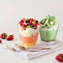 25pcs/50pcs High Trapezoid Mousse Cups, Pudding Cups, Hard Plastic Jelly Cups, Dessert Cups, Cake Cups And Square Cups - View 4