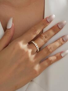 1 chiếc nhẫn thép không gỉ mạ vàng 18K đính đá Cubic Zirconia, trang sức nữ, quà tặng đám cưới, tiệc tùng, hẹn hò. - Một chiếc nhẫn khảm đá zircon lớn - Xem 19