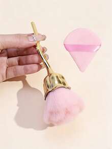 1支玫瑰形腮红刷 + 1支粉扑化妆刷，便携式多功能化妆工具 - 彩色 - 查看 10